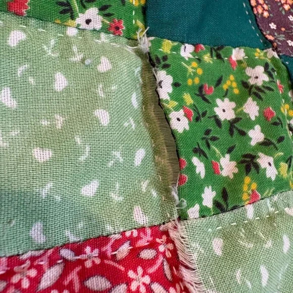 Vtg Patchwork Quilt Handmade Trip Around the World Full/Queen Cottage 100x85 - Picture 8 of 16